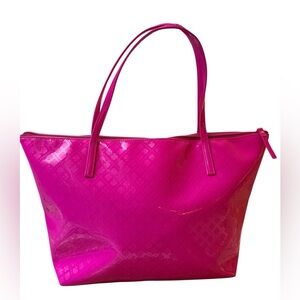 Kate Spade Hot Pink PVC Embossed Tote + Twilly Scarf